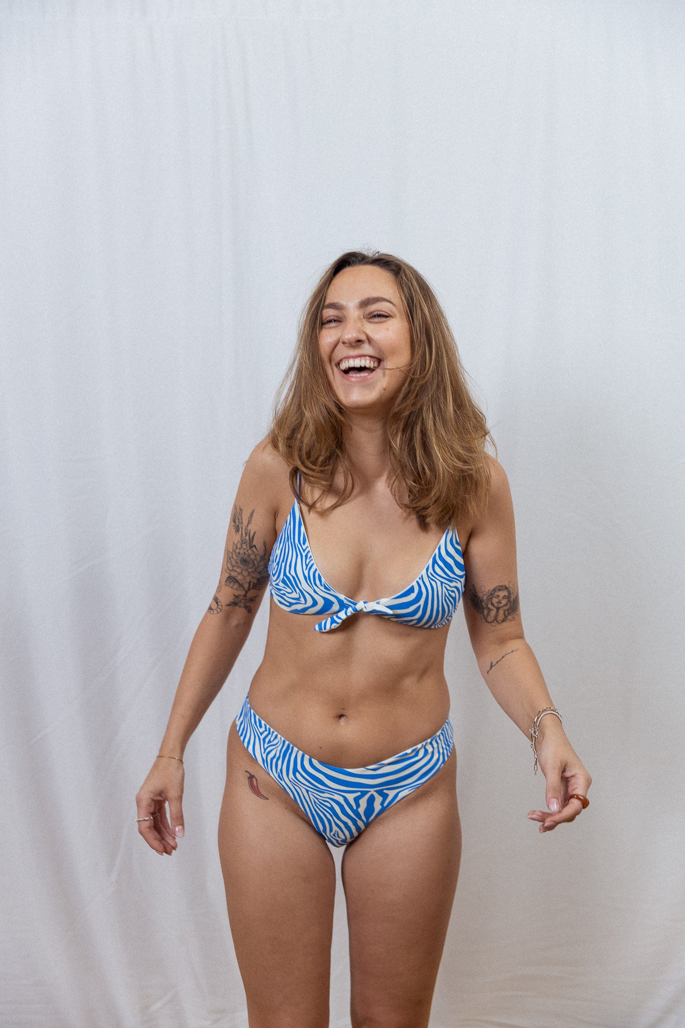 Triangle bikini top Paco - blue zebra
